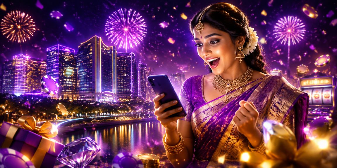 Mobile user engaging with cricket betting app in neon-lit environment